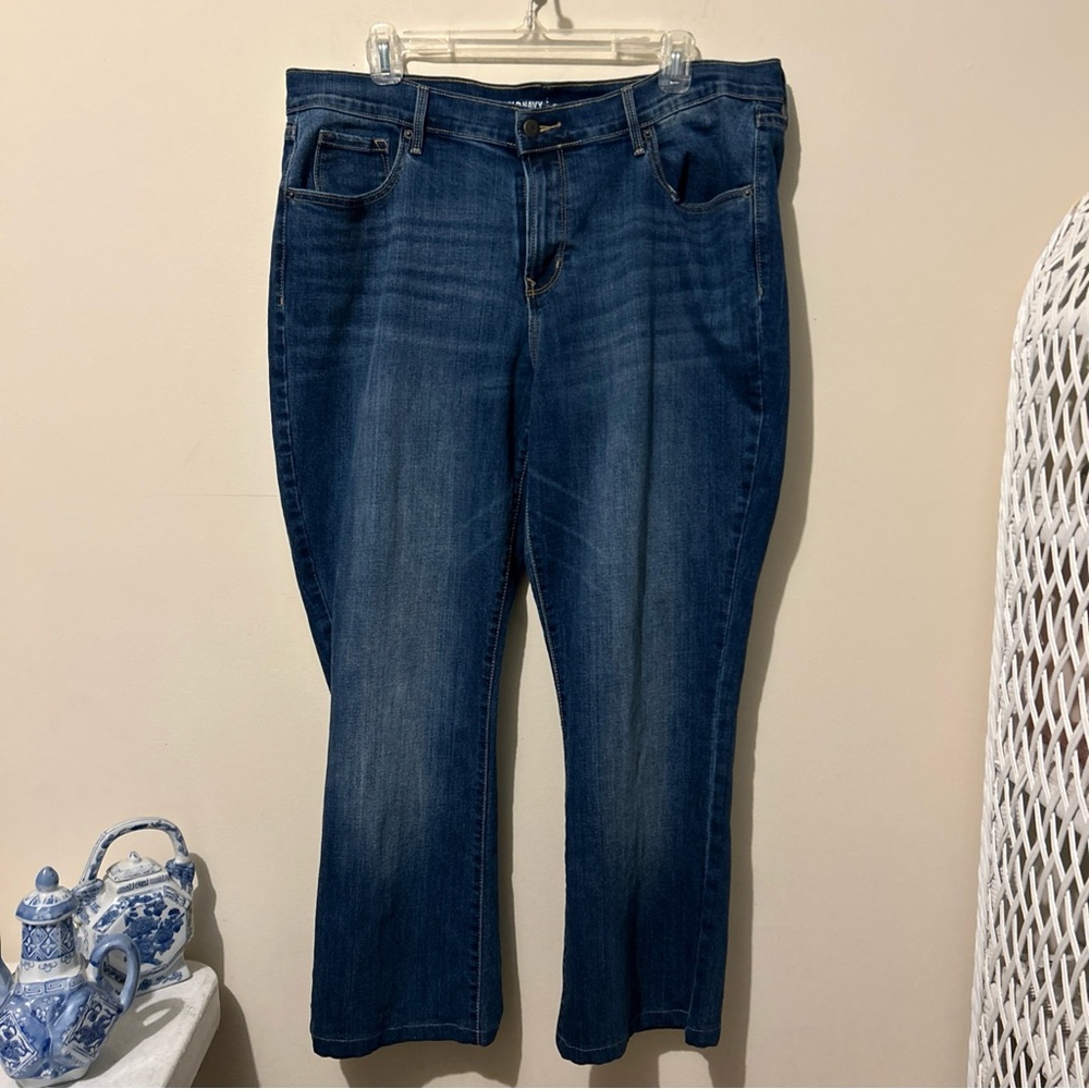 Old Navy Curvy Profile Women’s 18 Blue Denim Boot Cut Flare High Rise Altered